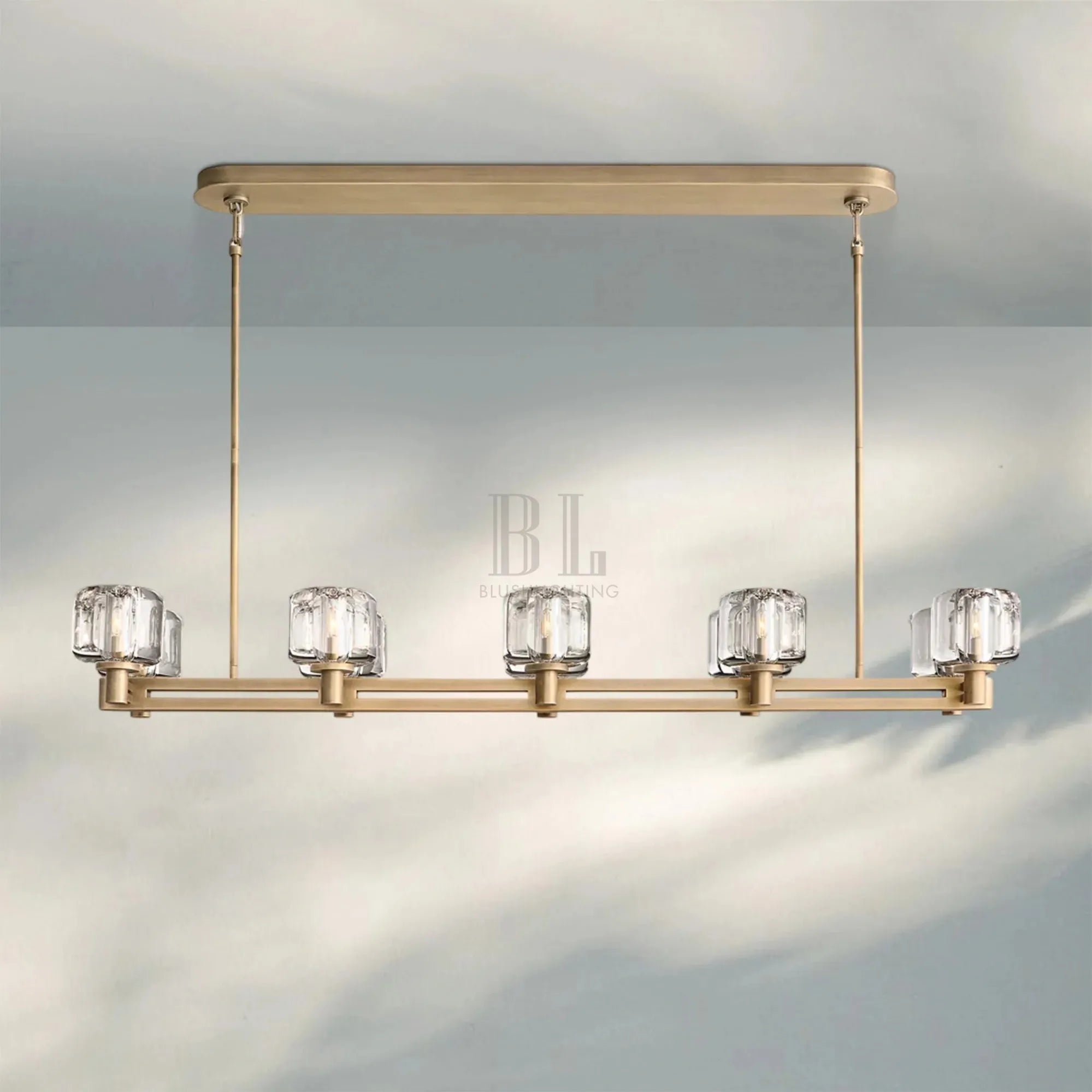 Demart Double Linear Chandelier 54'' 72''-54"W x 13¼"D x 7"H-Brass-