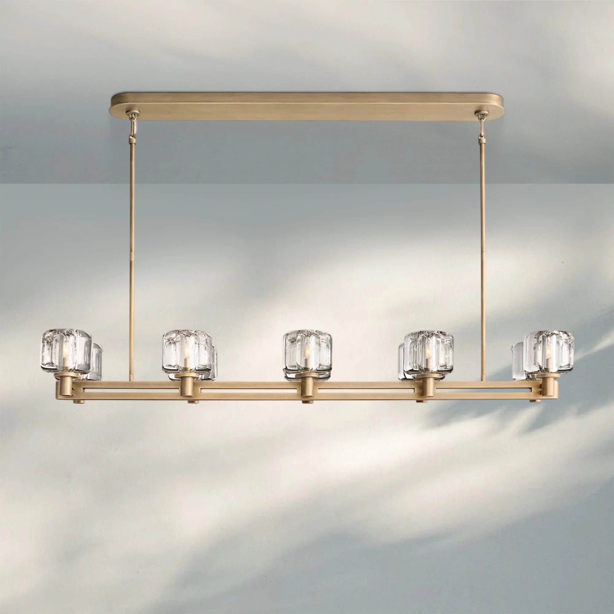 Demart Double Linear Chandelier 54'' 72''-54"W x 13¼"D x 7"H-Brass-