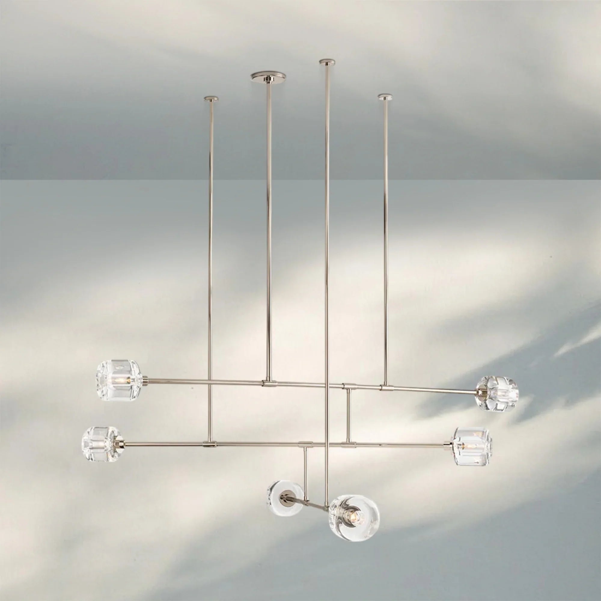 Demart Mobile 3-Tier Round Chandelier 48'' 62''-62''-Polished Nickel-