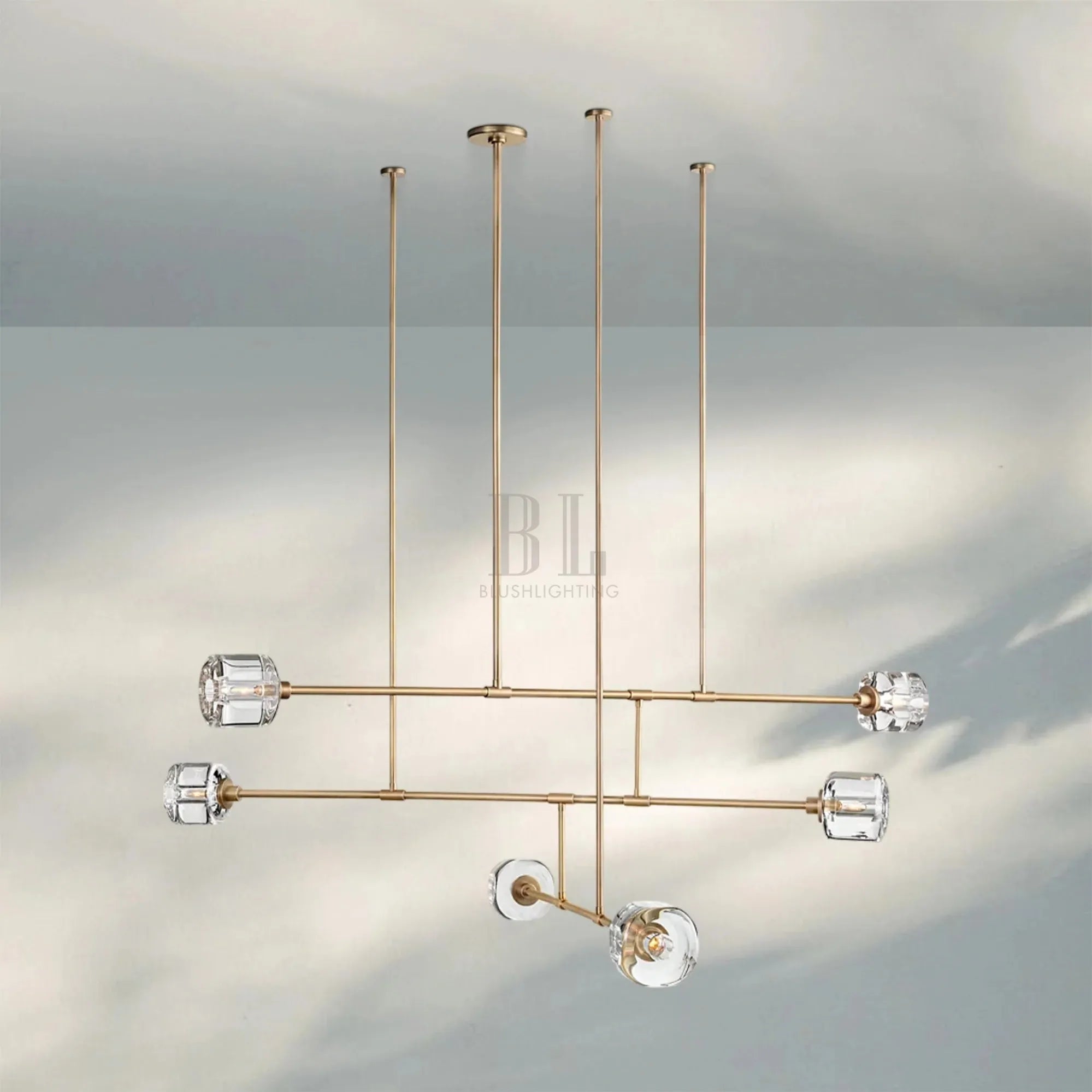 Demart Mobile 3-Tier Round Chandelier 48'' 62''-62''-Brass-