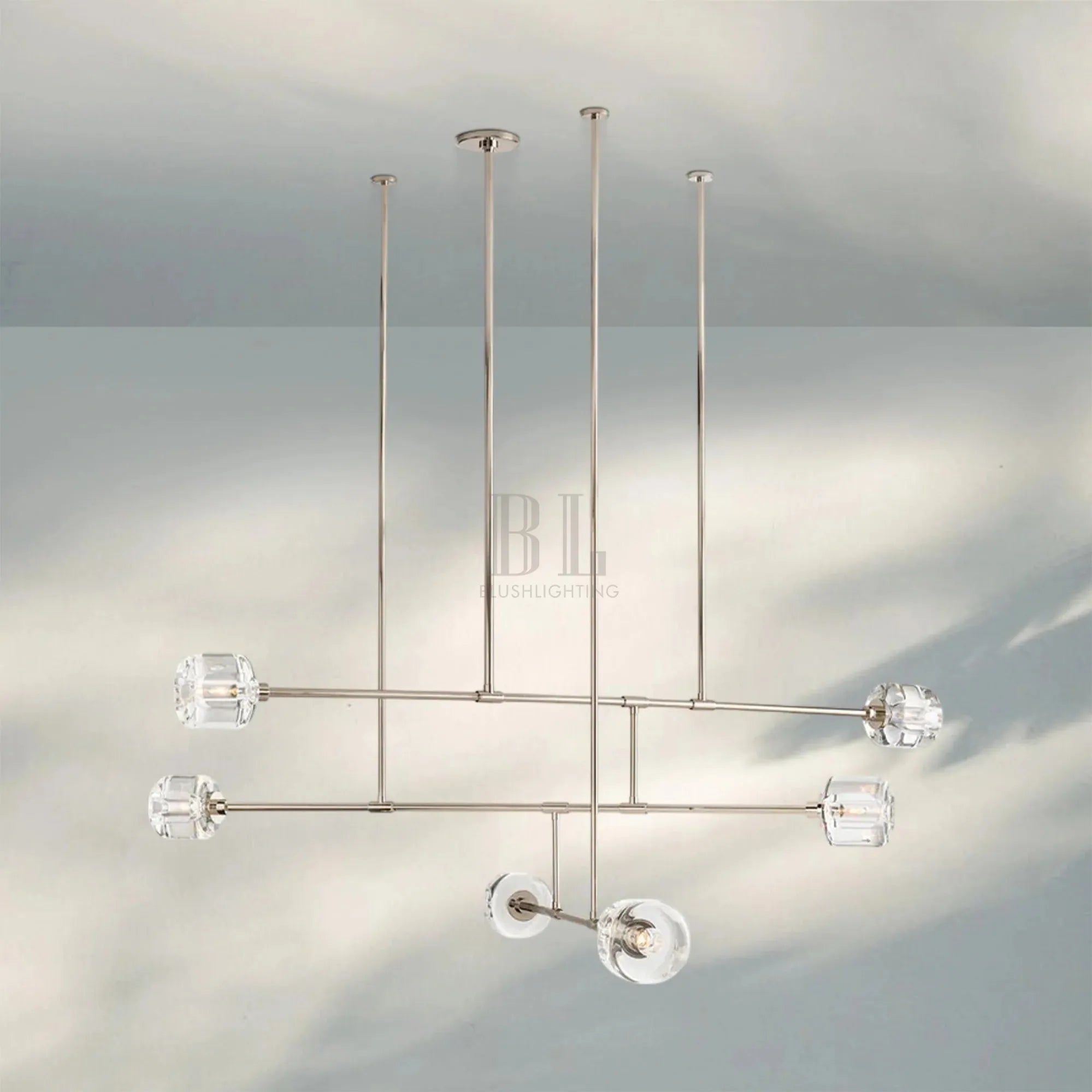 Demart Mobile 3-Tier Round Chandelier 48'' 62''-62''-Polished Nickel-