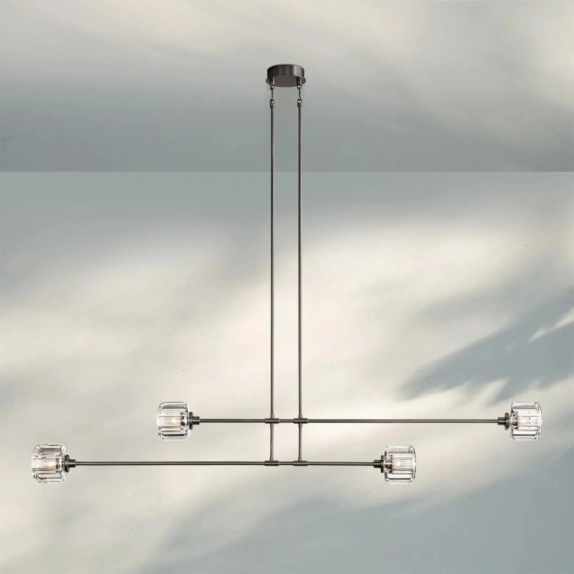 Demart Mobile Linear Chandelier 54" 72"-72''-Polished Nickel-