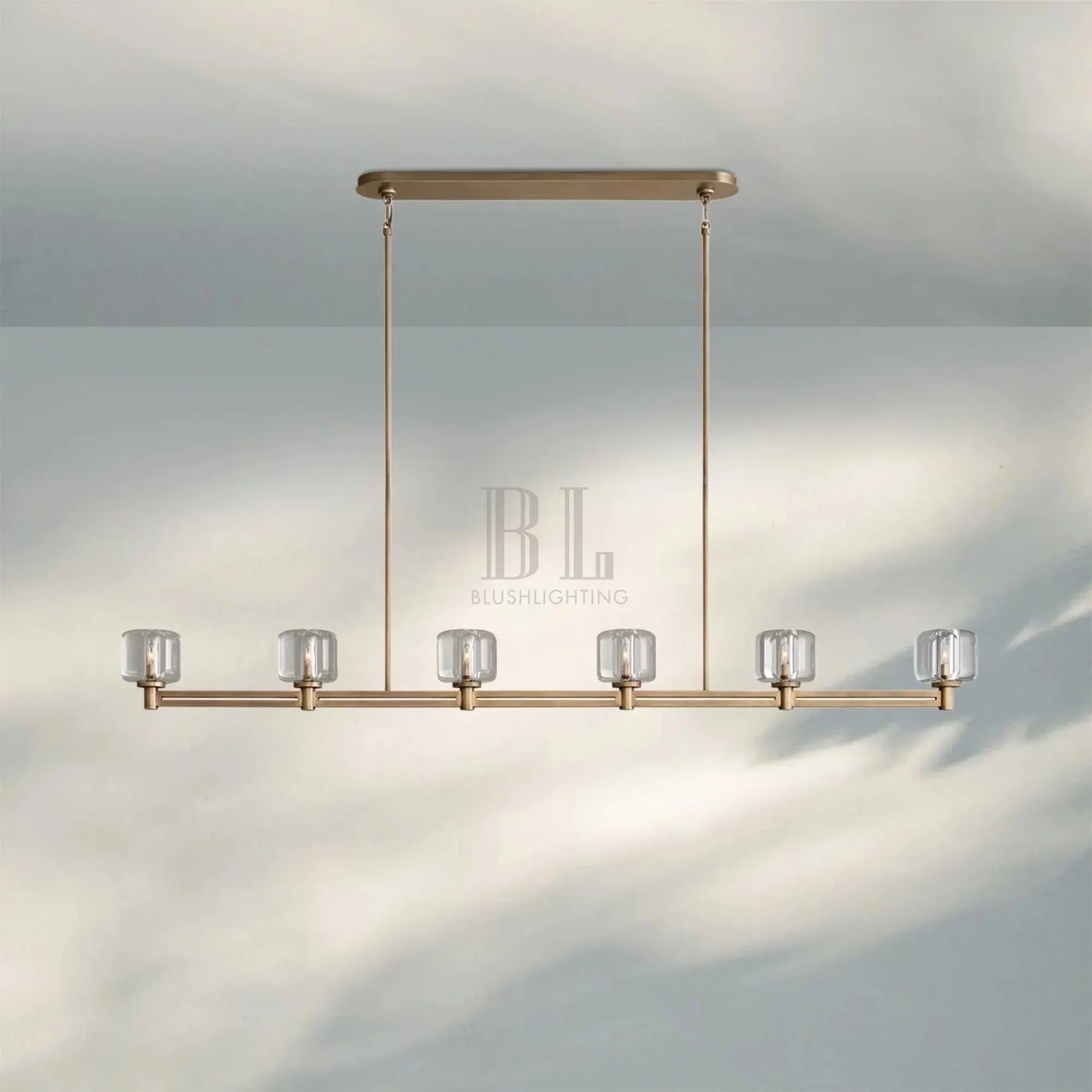 Demart Single Linear Chandelier 54'' 72''-72''-Brass-