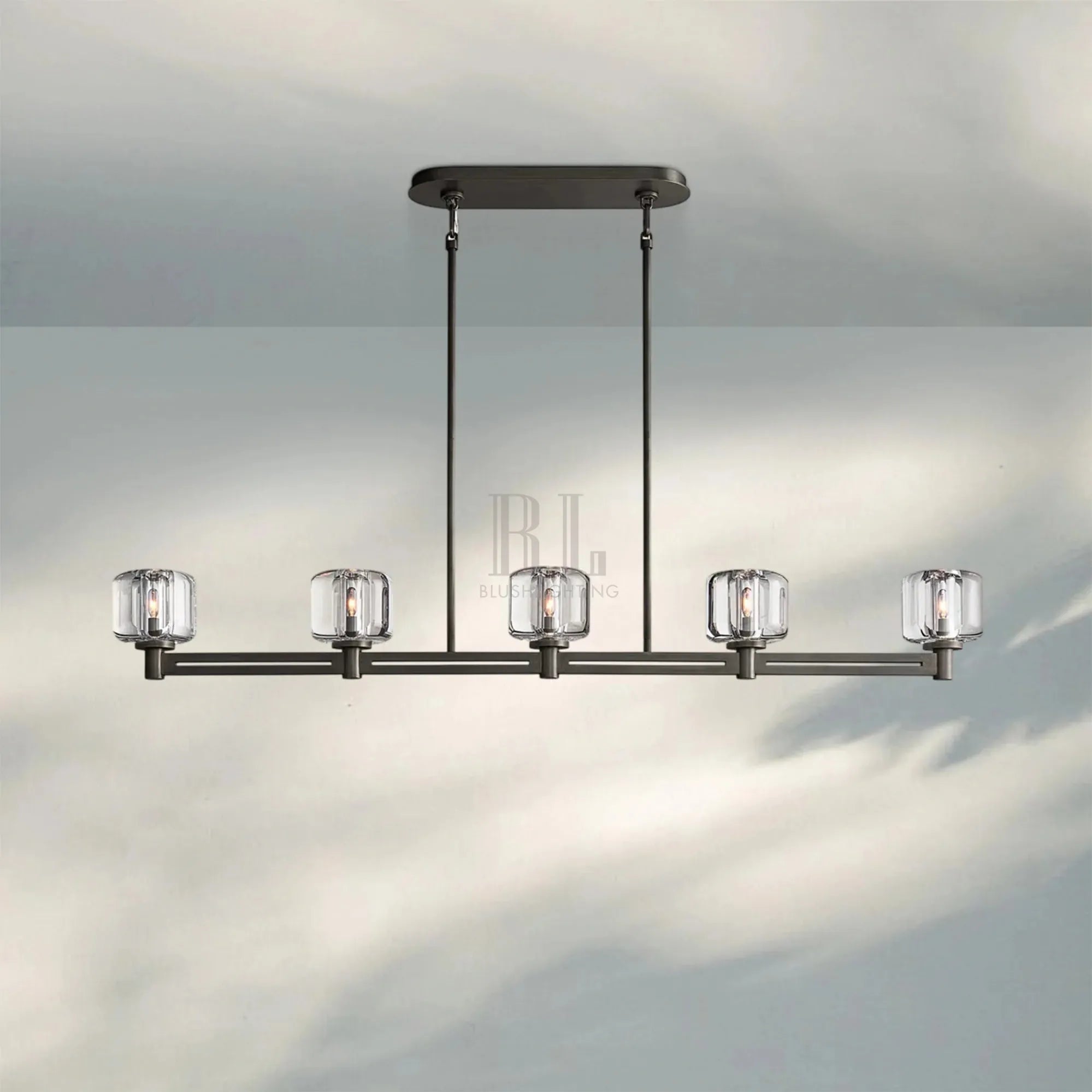 Demart Single Linear Chandelier 54'' 72''-54''-Bronze-