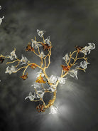 Designer Favorite Brass Branch Chandelier with Artistic Flower Glass for Dining Room Living Room and Kitchen Island-Chandeliers-Wall Light/W21.65"*H19.7"-Warm Light-Blushlighting