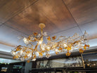 Designer Favorite Brass Branch Chandelier with Artistic Flower Glass for Dining Room Living Room and Kitchen Island - Round/12 Lights/D23.6"*H15.7"Warm LightBlushlighting
