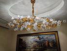 Designer Favorite Brass Branch Chandelier with Artistic Flower Glass for Dining Room Living Room and Kitchen Island - Round/12 Lights/D23.6"*H15.7"Warm LightBlushlighting