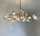 Designer Favorite Brass Branch Chandelier with Artistic Flower Glass for Dining Room Living Room and Kitchen Island - Round/12 Lights/D23.6"*H15.7"Warm LightBlushlighting