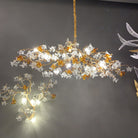 Designer Favorite Brass Branch Chandelier with Artistic Flower Glass for Dining Room Living Room and Kitchen Island - Linear/12 Lights/L39.4"*W15.75"*H15.75"Warm LightBlushlighting