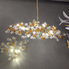 Designer Favorite Brass Branch Chandelier with Artistic Flower Glass for Dining Room Living Room and Kitchen Island-Chandeliers-Linear/12 Lights/L39.4"*W15.75"*H15.75"-Warm Light-Blushlighting