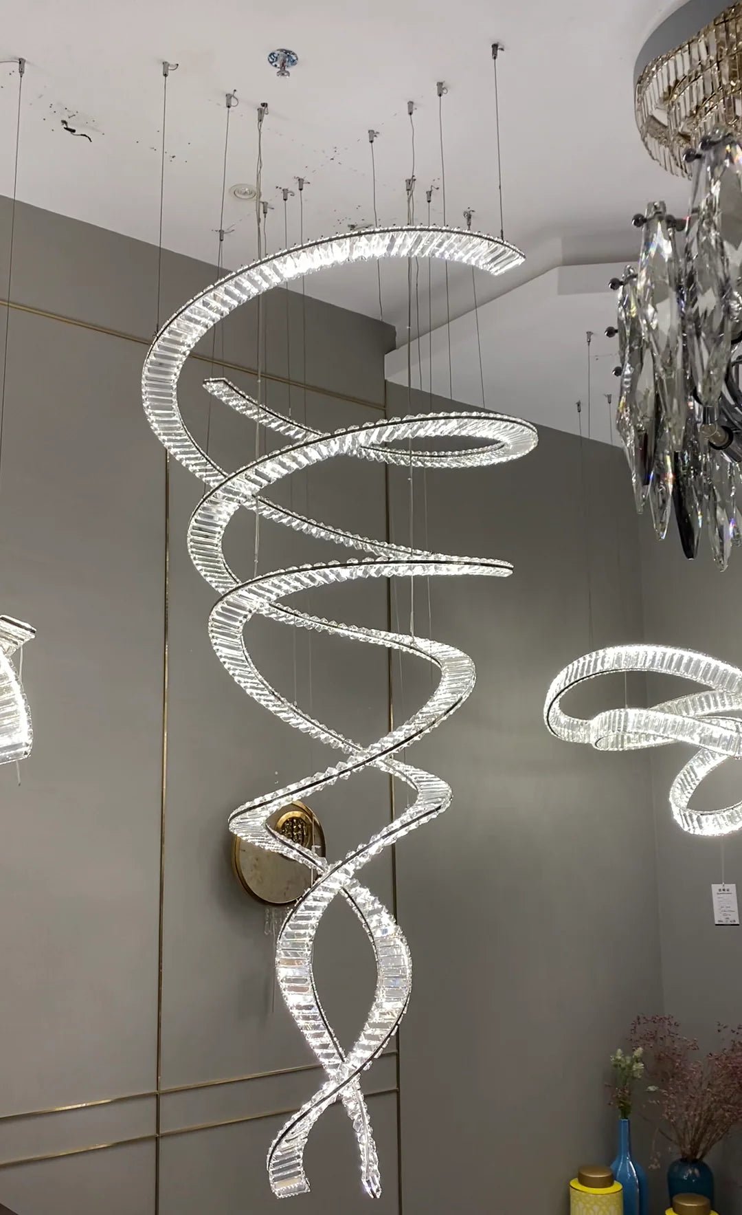 Designer Foyer Living Room Ceiling Light Fixture Stylish Spiral Crystal Chandelier for Hotel Entrance - Blushlighting