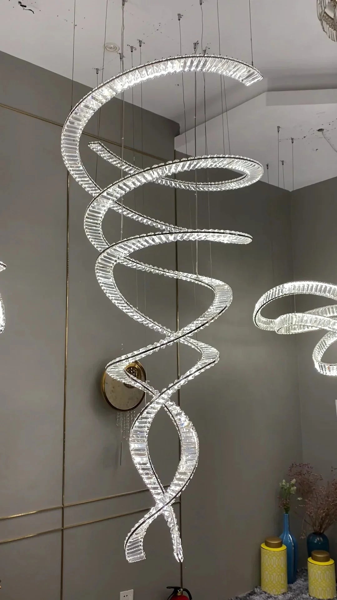 Designer Foyer Living Room Ceiling Light Fixture Stylish Spiral Crystal Chandelier for Hotel Entrance - Blushlighting