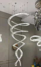 Designer Foyer Living Room Ceiling Light Fixture Stylish Spiral Crystal Chandelier for Hotel Entrance - D39.4"*H98.4"/47kgWith CanopyWarm LightBlushlighting