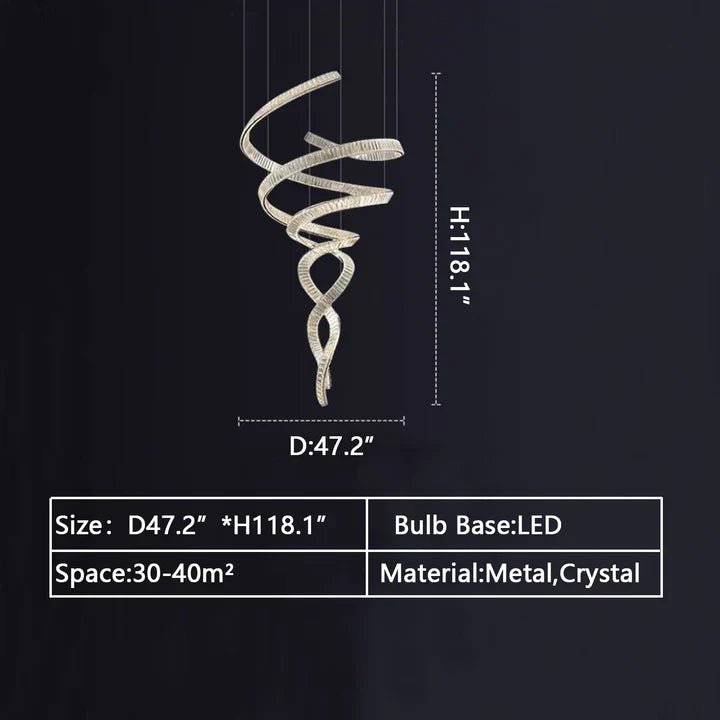 Designer Foyer Living Room Ceiling Light Fixture Stylish Spiral Crystal Chandelier for Hotel Entrance - Blushlighting