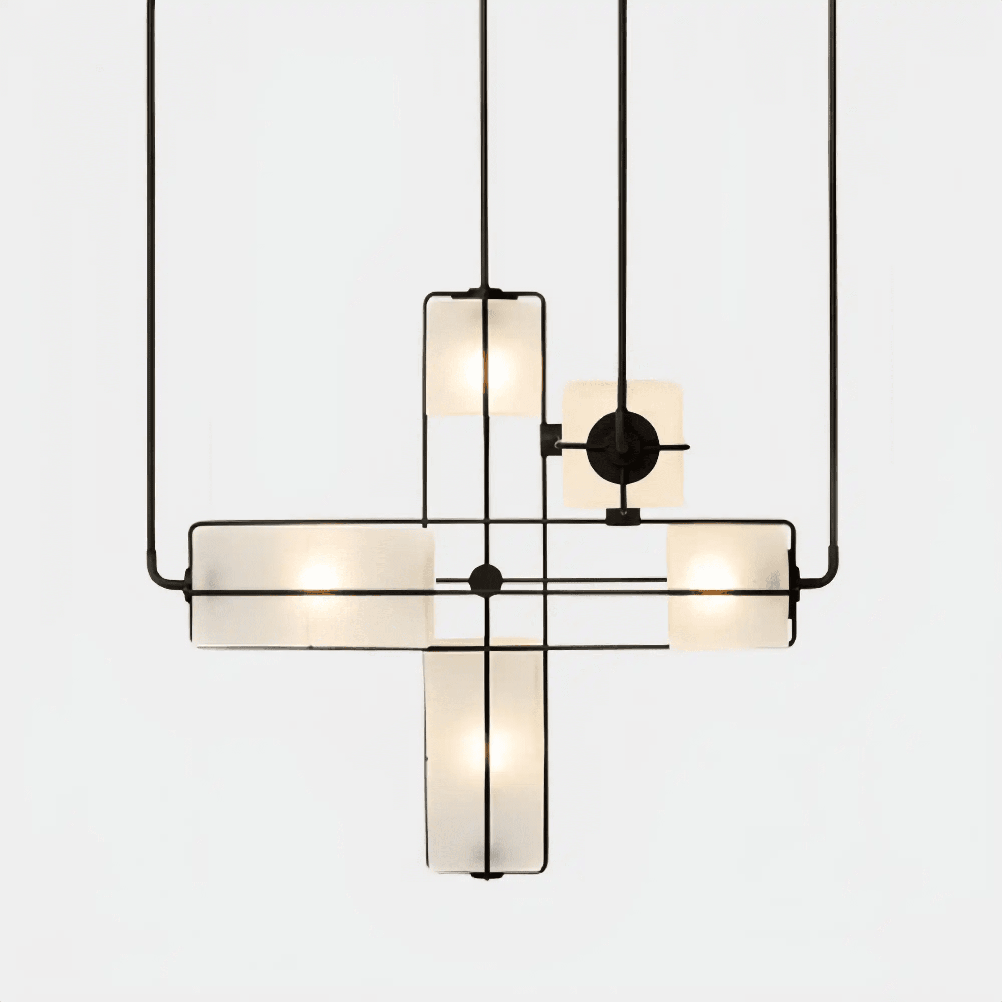 Designer Modern Geometric Grid - Form Handblown Glass Chandelier for Low Ceilings - L35.43"*W35.43"*H51.18"(90cm*90cm*H130cm)Warm LightBlushlighting