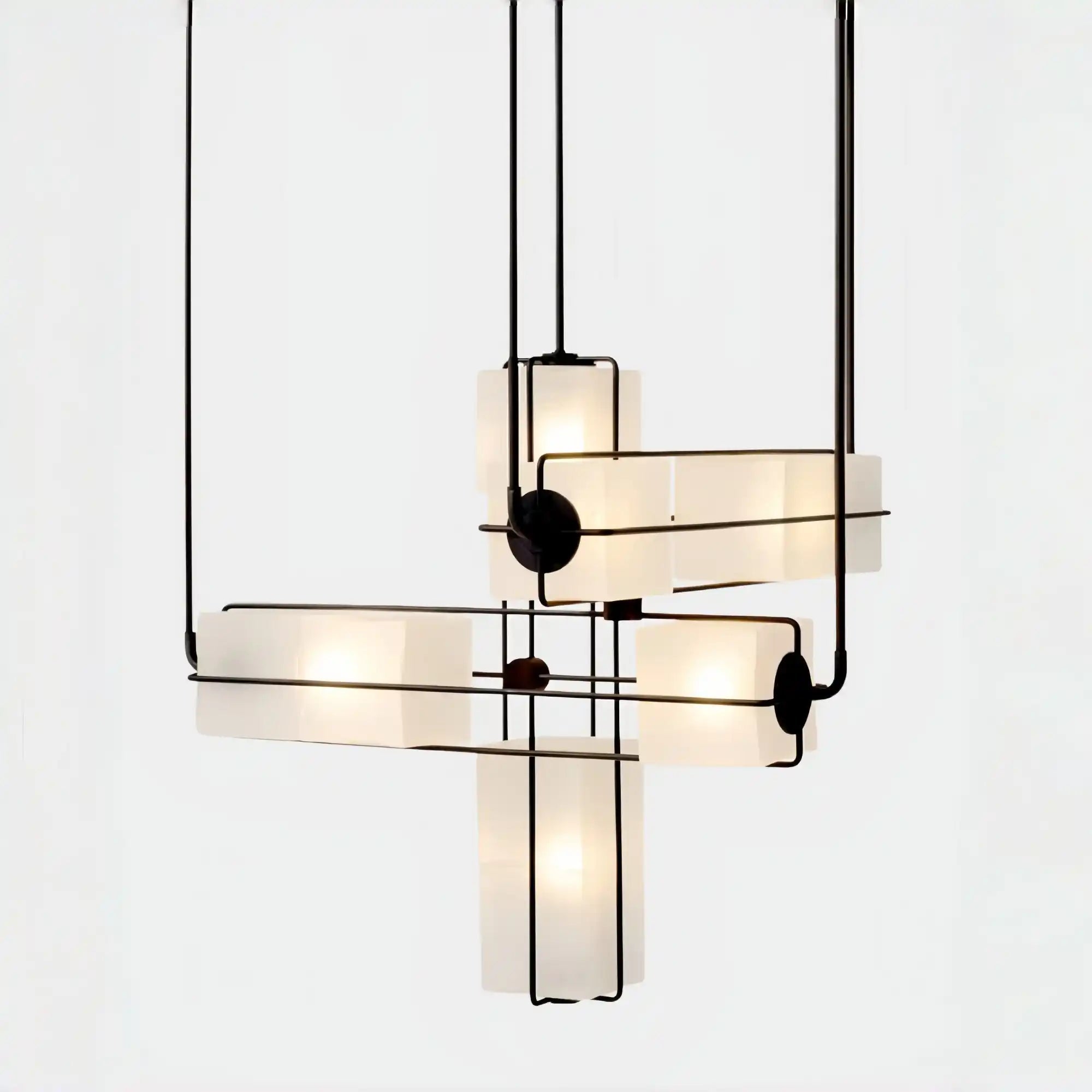 Designer Modern Geometric Grid - Form Handblown Glass Chandelier for Low Ceilings - L35.43"*W35.43"*H51.18"(90cm*90cm*H130cm)Warm LightBlushlighting