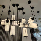 Designer Modern Geometric Grid - Form Handblown Glass Chandelier for Low Ceilings - L35.43"*W35.43"*H51.18"(90cm*90cm*H130cm)Warm LightBlushlighting