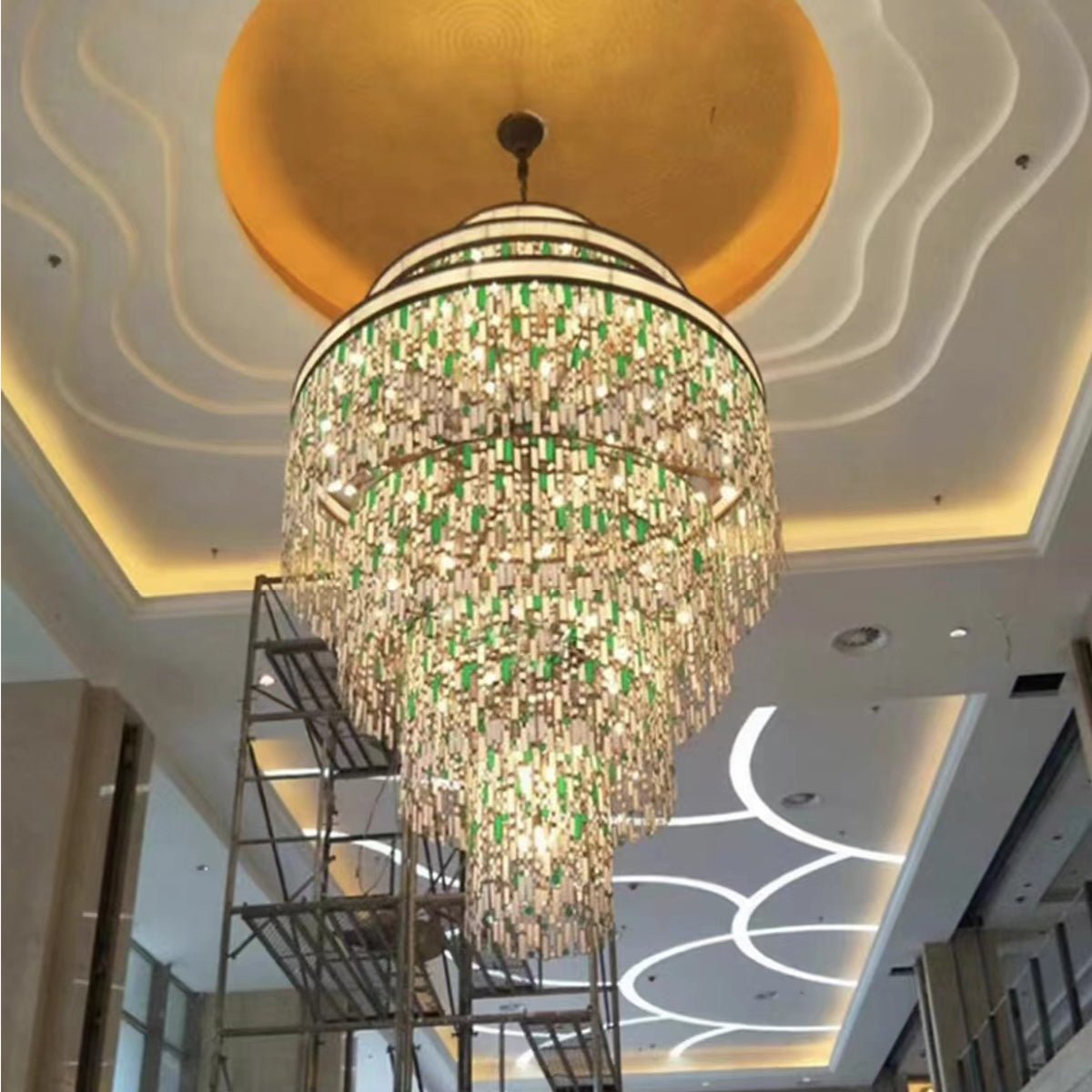Designer Style Multi-tier Vintage Colorful Plaid Glass Chandelier for Hallway/Living Room/Foyer - D18.0"*H16.5"Blushlighting