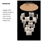 Designer Tile Chandelier For Foyer And High Ceiling Living Room - 17 Lights/D35.4"*H118.1"White LightBlushlighting
