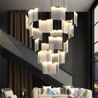 Designer Tile Chandelier For Foyer And High Ceiling Living Room - 23 Lights/D47.2"*H118.1"White LightBlushlighting