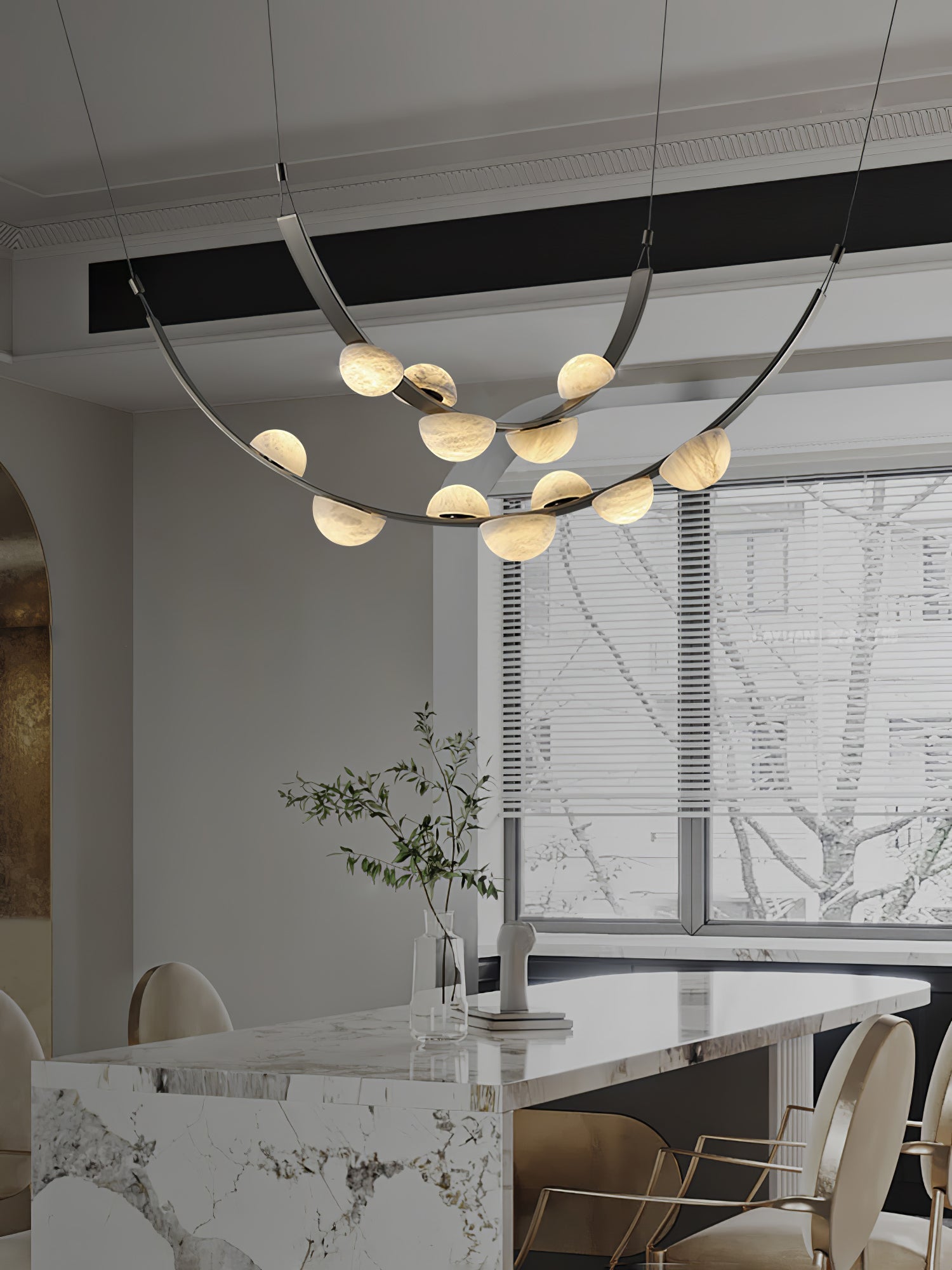 Dew Drops Alabaster Chandelier - L 188cm x H 120cm / L 74″ x H 47.2″Black & WhiteWarm LightBlushlighting