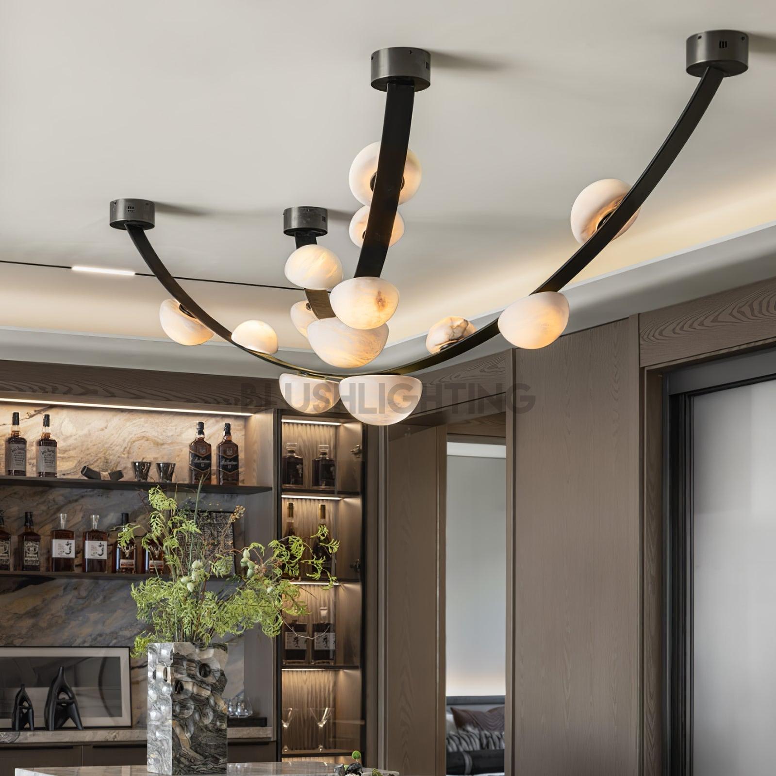 Dew Drops Alabaster Chandelier - L 188cm x H 120cm / L 74″ x H 47.2″Black & WhiteWarm LightBlushlighting