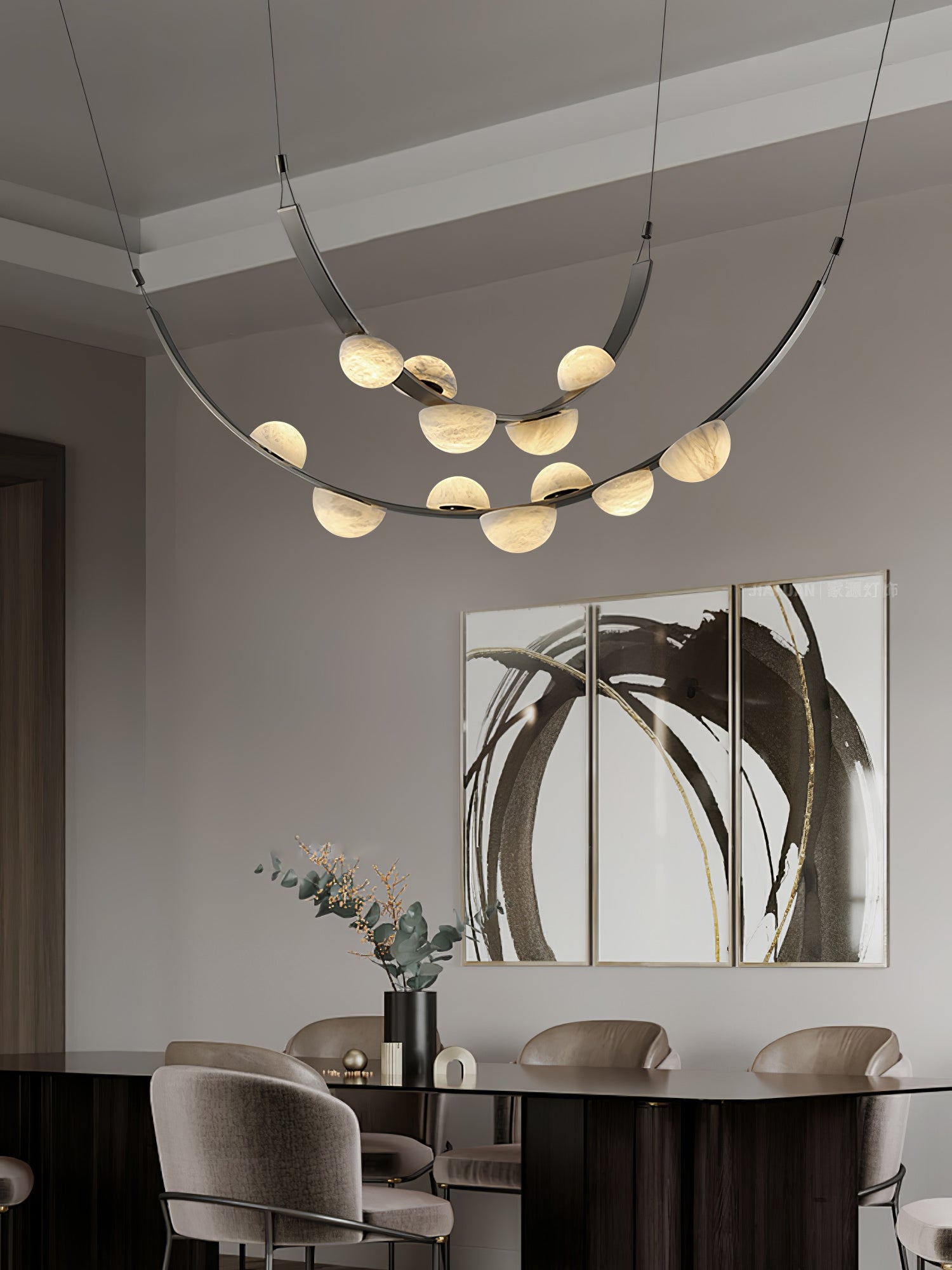 Dew Drops Alabaster Chandelier - L 188cm x H 120cm / L 74″ x H 47.2″Black & WhiteWarm LightBlushlighting