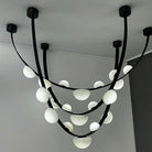 Dew Drops Alabaster LED Chandelier – Black White Warm Light - L 74″ x H 47.2″Black & WhiteWarm LightBlushlighting