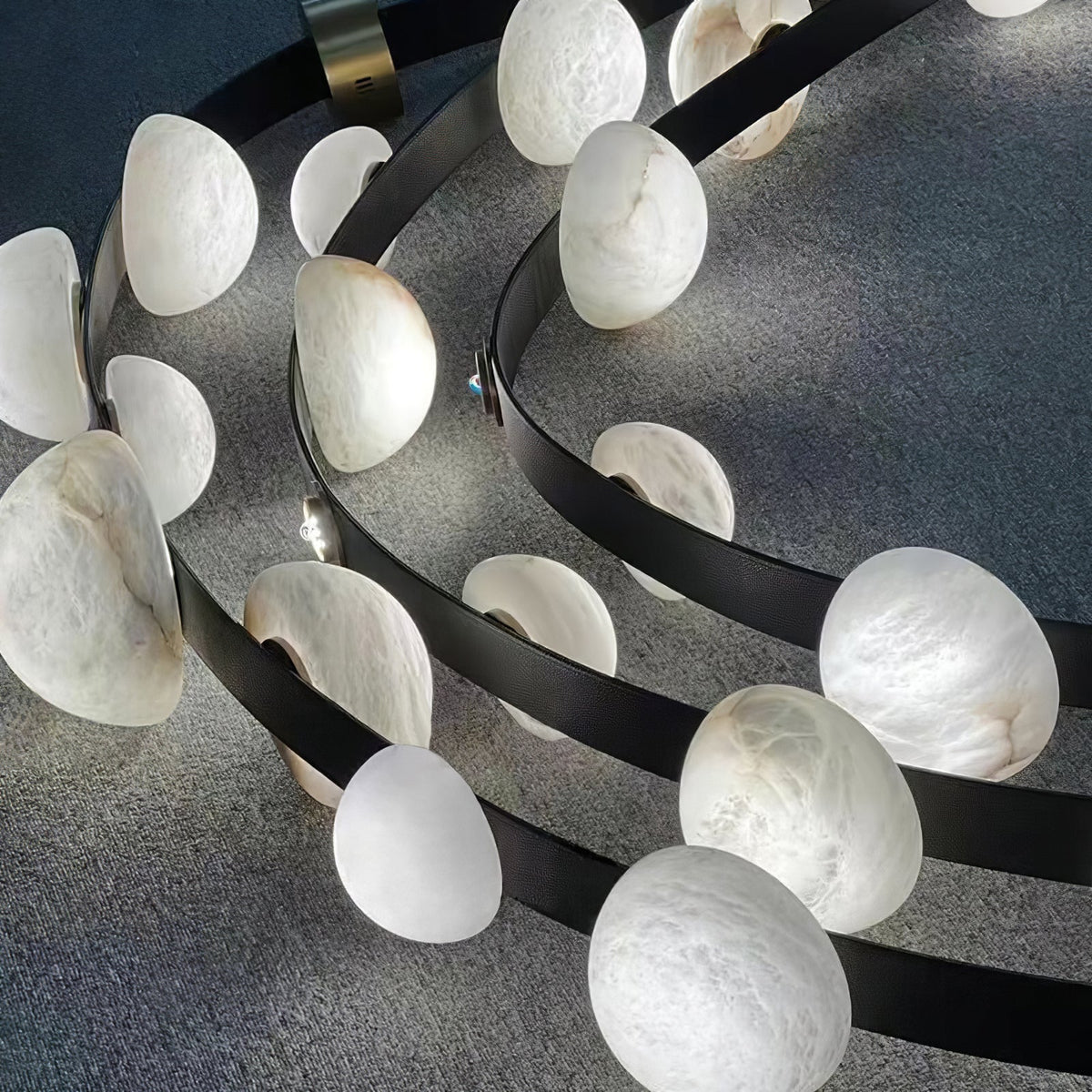 Dew Drops Alabaster LED Chandelier – Black White Warm Light - L 74″ x H 47.2″Black & WhiteWarm LightBlushlighting