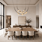 Dew Drops Alabaster LED Chandelier – Black White Warm Light - L 74″ x H 47.2″Black & WhiteWarm LightBlushlighting