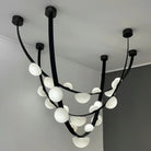 Dew Drops Alabaster LED Chandelier – Black White Warm Light - L 74″ x H 47.2″Black & WhiteWarm LightBlushlighting