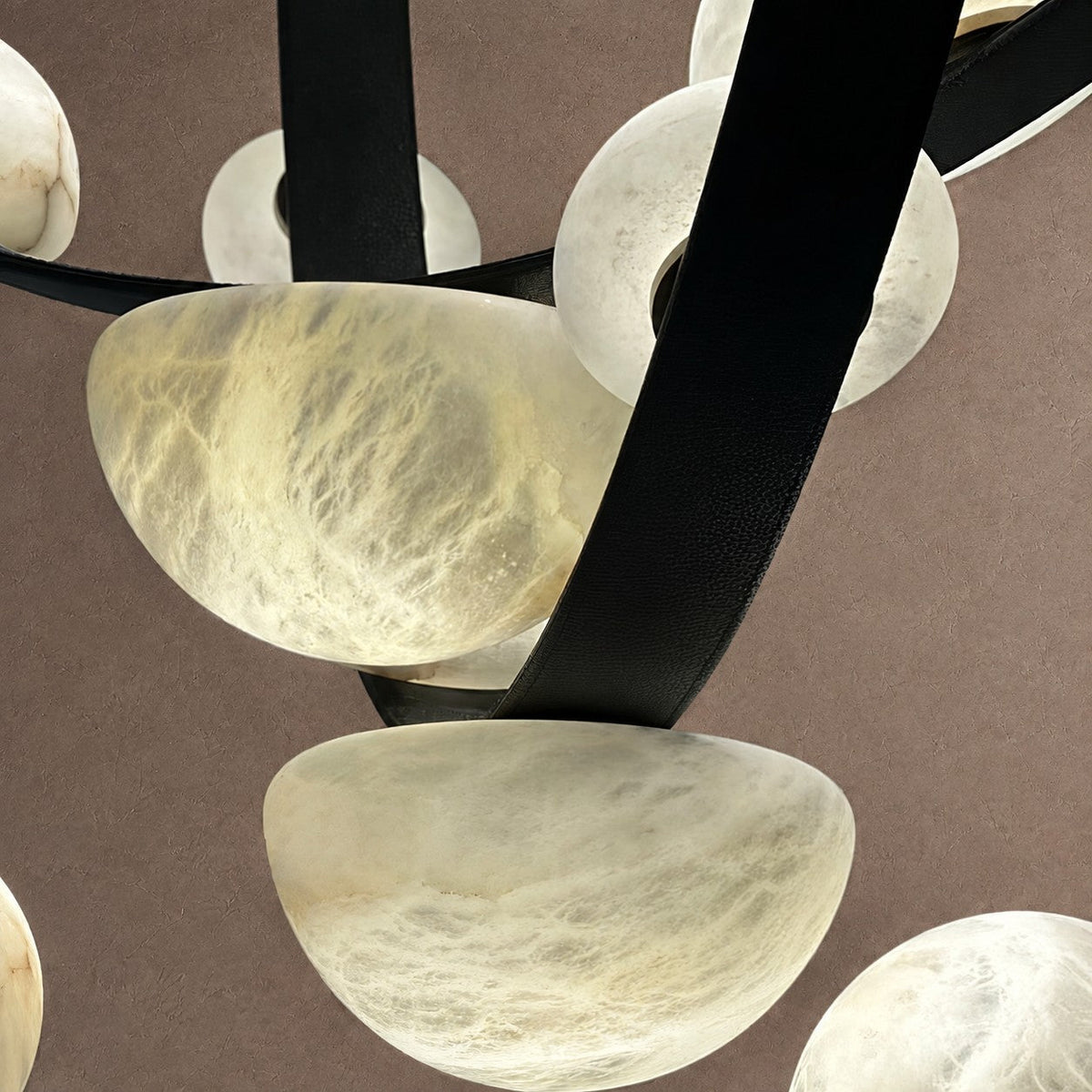Dew Drops Alabaster LED Chandelier – Black White Warm Light - L 74″ x H 47.2″Black & WhiteWarm LightBlushlighting