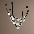 Dew Drops Alabaster LED Chandelier – Black White Warm Light - L 74″ x H 47.2″Black & WhiteWarm LightBlushlighting
