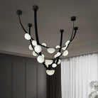 Dew Drops Alabaster LED Chandelier – Black White Warm Light - L 74″ x H 47.2″Black & WhiteWarm LightBlushlighting