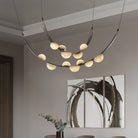 Dew Drops Alabaster LED Chandelier – Black White Warm Light - L 74″ x H 47.2″Black & WhiteWarm LightBlushlighting