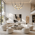 Dew Drops Alabaster LED Chandelier – Black White Warm Light - L 74″ x H 47.2″Black & WhiteWarm LightBlushlighting