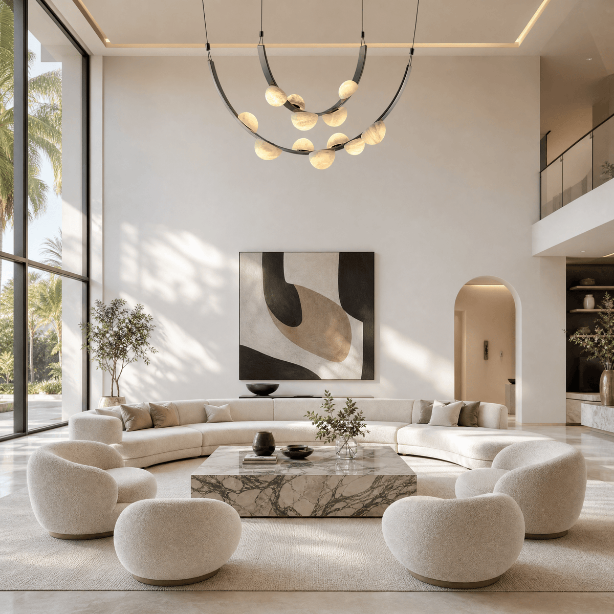 Dew Drops Alabaster LED Chandelier – Black White Warm Light - L 74″ x H 47.2″Black & WhiteWarm LightBlushlighting