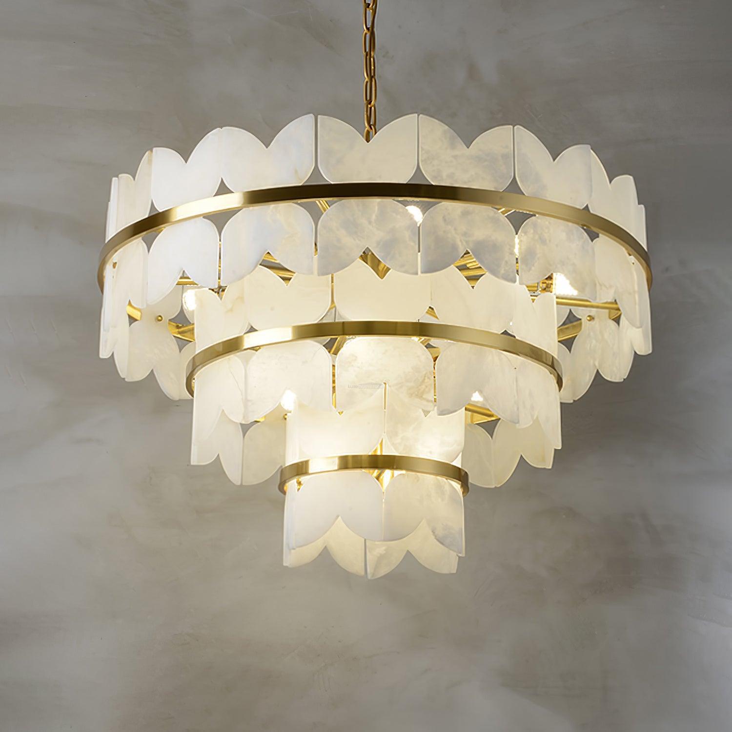 Alabaster Cloudscape Chandelier with 1/2 layer