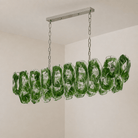 Dining Room Chandelier | Sculptural Green Glass Linear Style | Verdalia - L39.4” × W13.8” × H11.4”Blushlighting