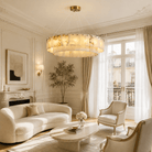 Dining Room Chandelier | Spanish Alabaster Tiered Style | Solenne - D23.6” × H8.7”Blushlighting