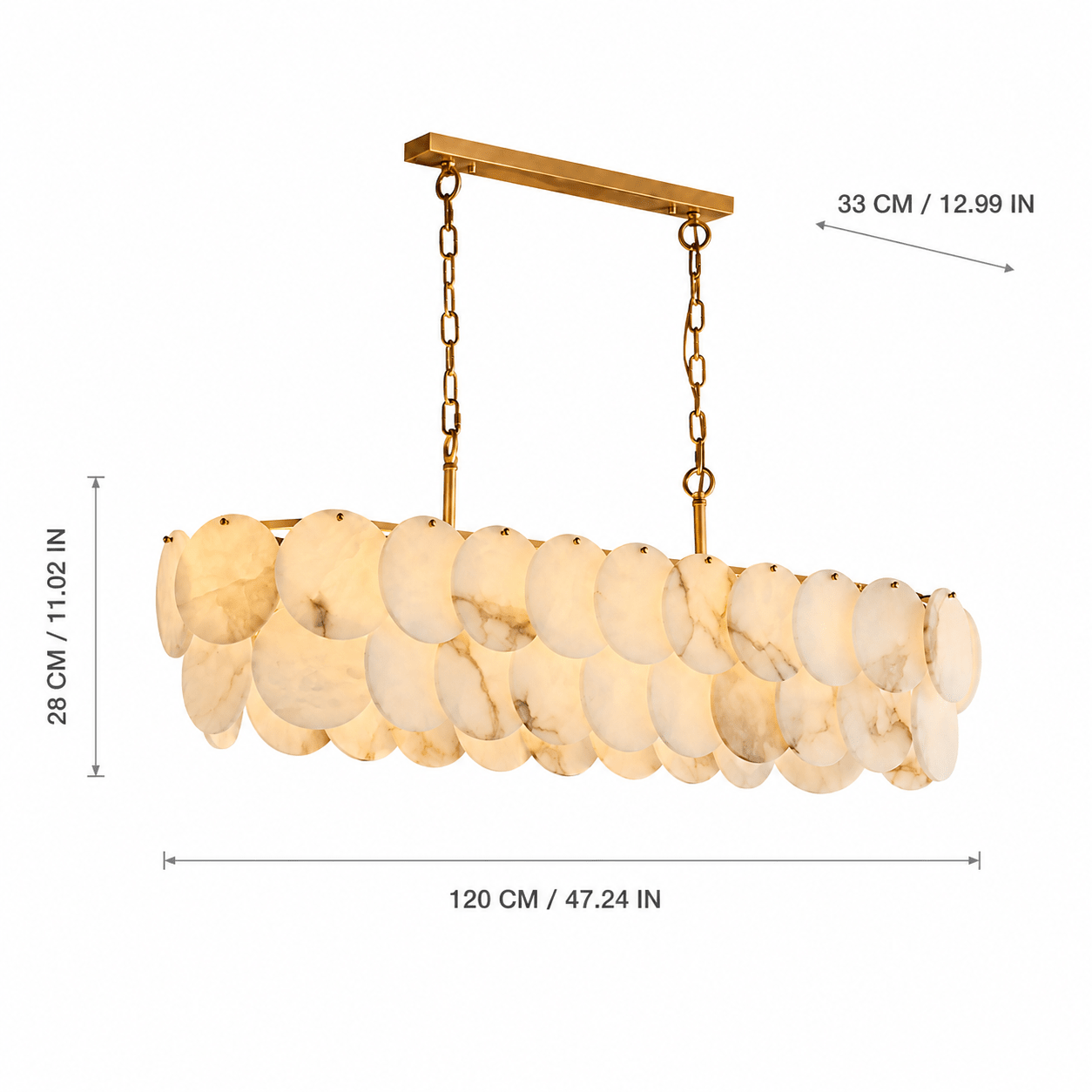 Dining Room Linear Chandelier | French Art Deco Spanish Alabaster | Valencia - L47.24 × W11.81 × H11 inBlushlighting