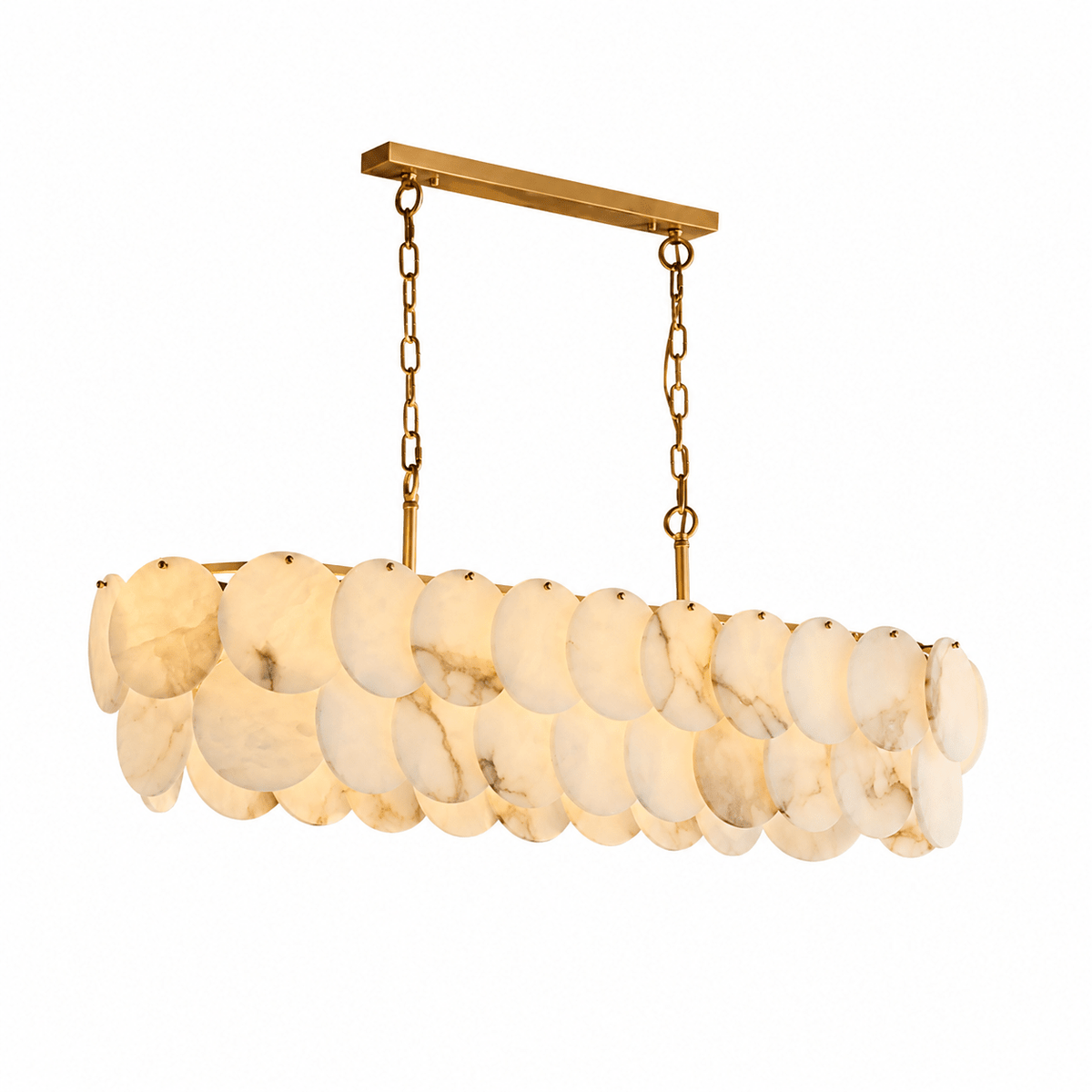 Dining Room Linear Chandelier | French Art Deco Spanish Alabaster | Valencia - L47.24 × W11.81 × H11 inBlushlighting