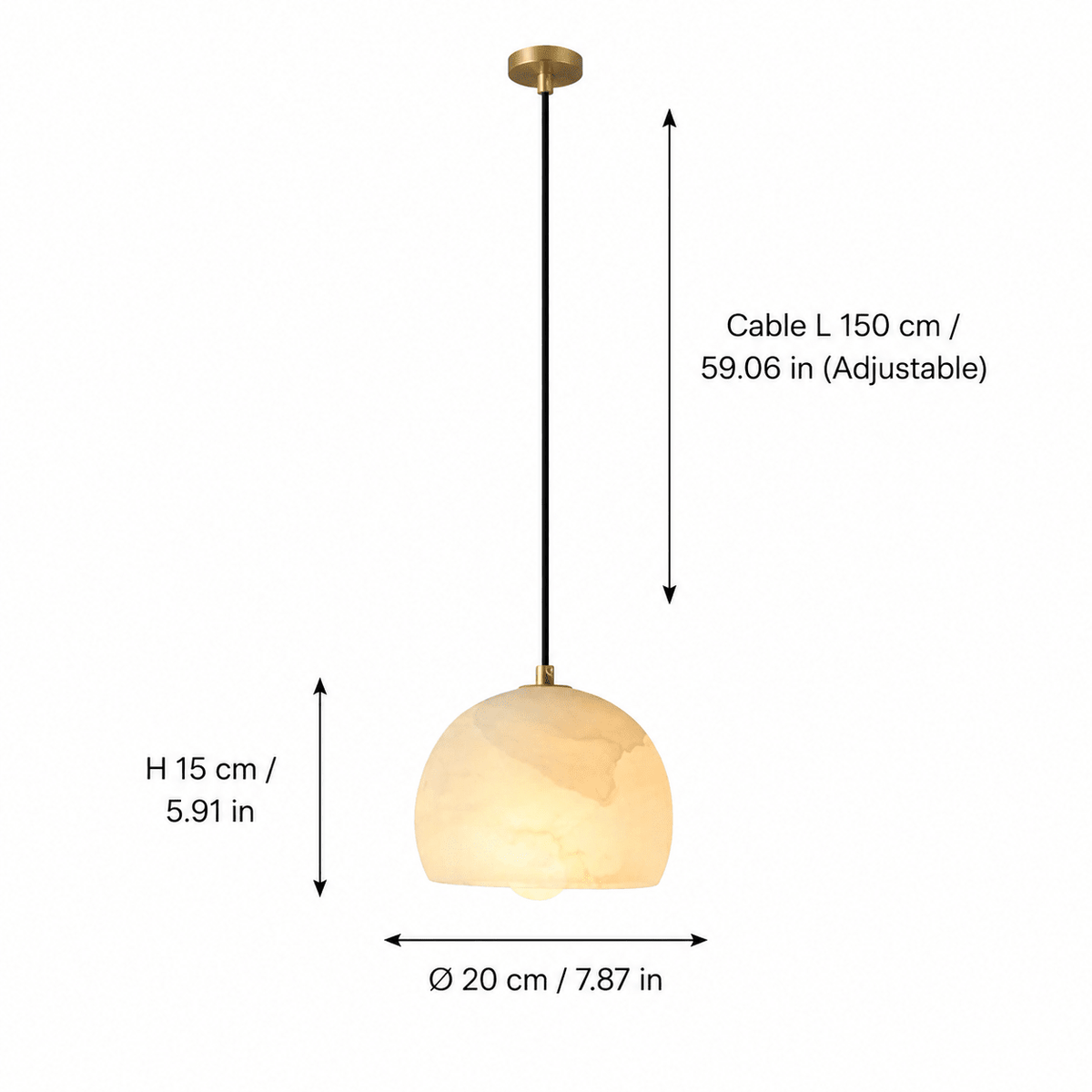 Dining Room Pendant Light | Italian Modern Alabaster | Lunetta - D7.87” × H5.91”Blushlighting