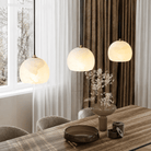 Dining Room Pendant Light | Italian Modern Alabaster | Lunetta - D7.87” × H5.91”Blushlighting