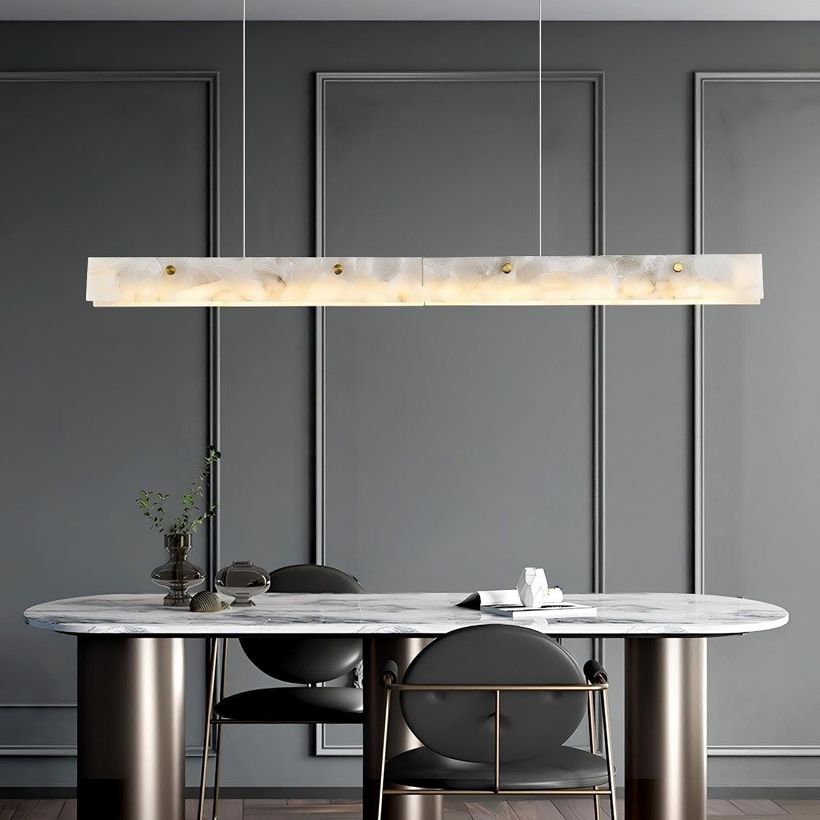 60" Natural Marble Alabaster Kitchen Island Chandelier