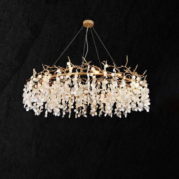 Donna Round Circle Fortune Tree Round Branch Chandelier-chandeliers for dining room,chandeliers for stairways,chandeliers for foyer,chandeliers for bedrooms,chandeliers for kitchen,chandeliers for living room-35.4" D-Blushlighting