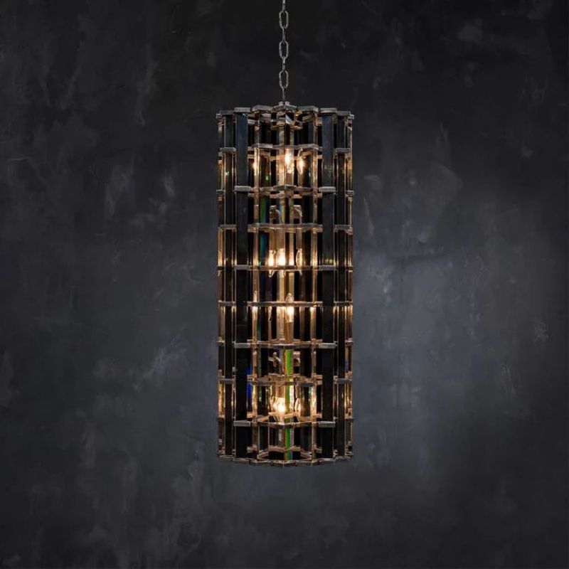 Dora Glass Round Chandelier - 9“Polished NickelBlushlighting