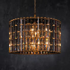Dora Glass Round Chandelier - 9“Polished NickelBlushlighting