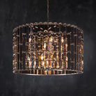 Dora Glass Round Chandelier - 9“Polished NickelBlushlighting