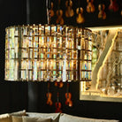 Dora Glass Round Chandelier - 9“Polished NickelBlushlighting